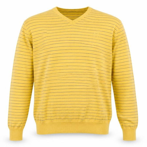 IZOD Men’s Yellow Striped V-Neck Cotton Jumper XL