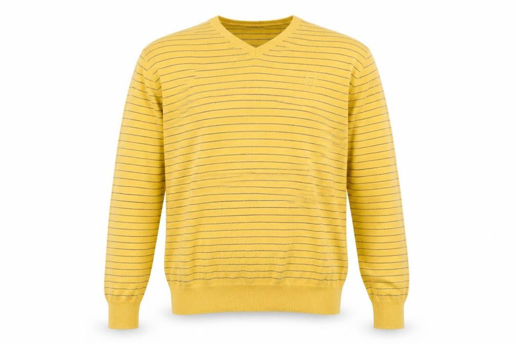 IZOD Men’s Yellow Striped V-Neck Cotton Jumper XL