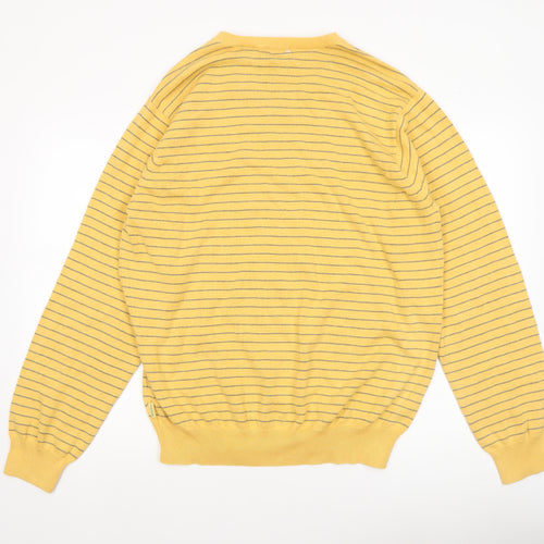 IZOD Men’s Yellow Striped V-Neck Cotton Jumper XL