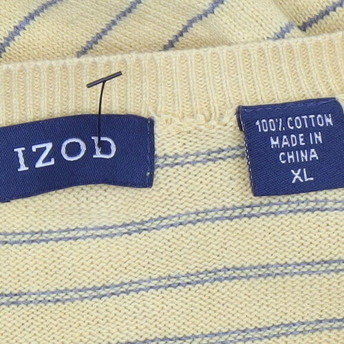 IZOD Men’s Yellow Striped V-Neck Cotton Jumper XL