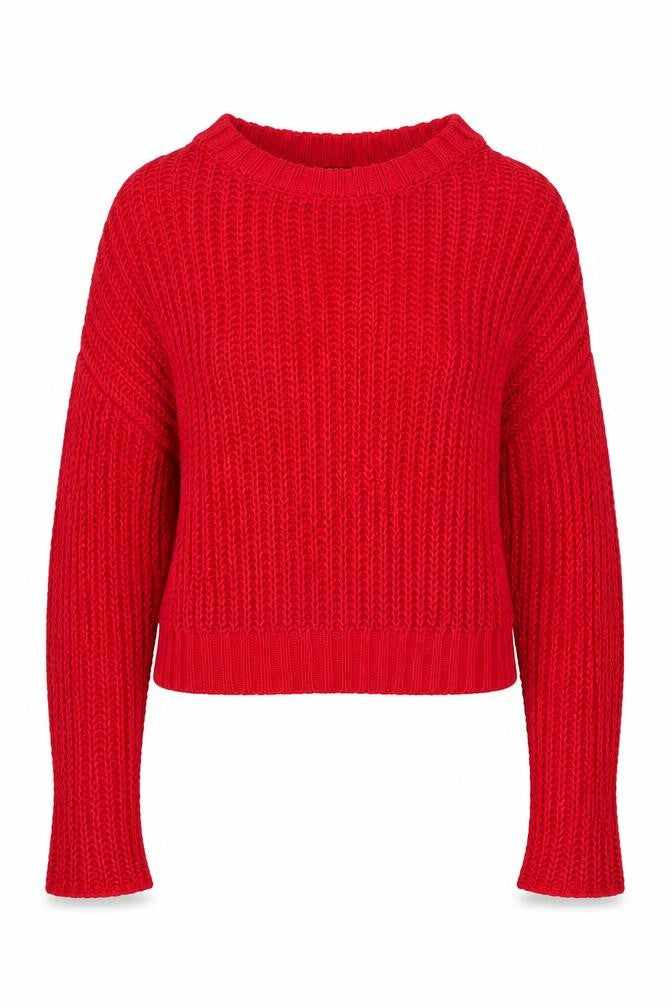 Front view of MIMI MEKETE Women Red Chunky Knit Cotton jumper L