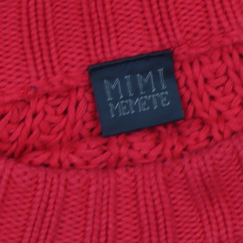 MIMI MEKETE Women Red Chunky Knit Cotton Pullover Jumper L