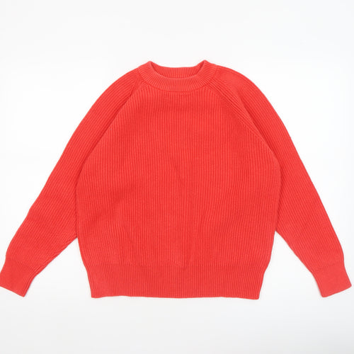 Marks and Spencer Womens Red Cotton Crew Neck Jumper Medium