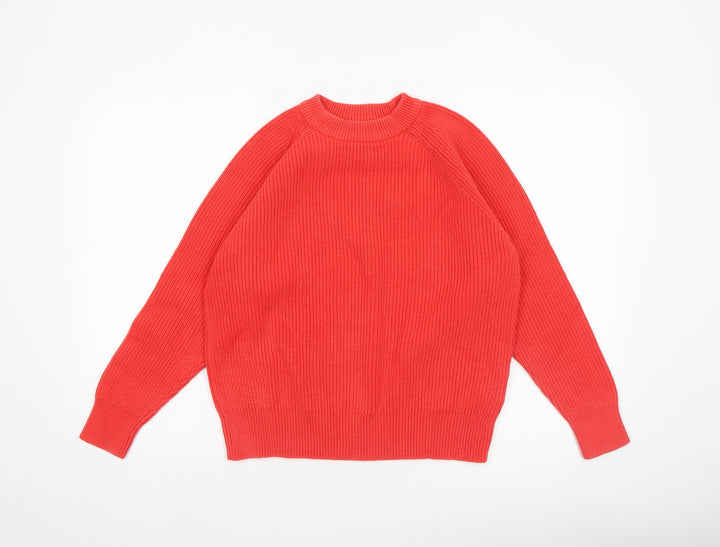 Marks and Spencer Womens Red Cotton Crew Neck Jumper Medium