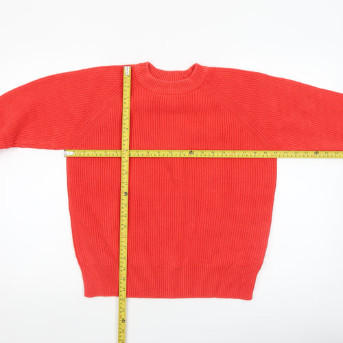 Marks and Spencer Womens Red Cotton Crew Neck Jumper Medium