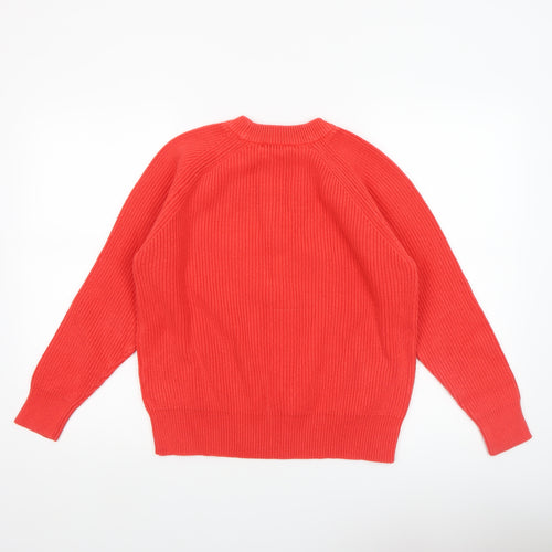 Marks and Spencer Womens Red Cotton Crew Neck Jumper Medium