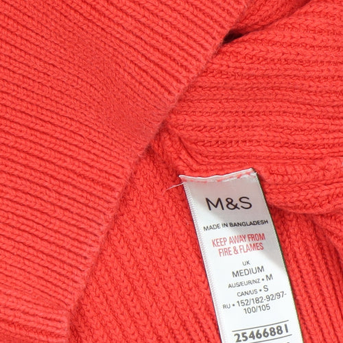 Marks and Spencer Womens Red Cotton Crew Neck Jumper Medium