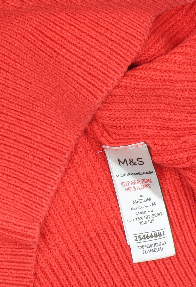 Marks and Spencer Womens Red Cotton Crew Neck Jumper Medium