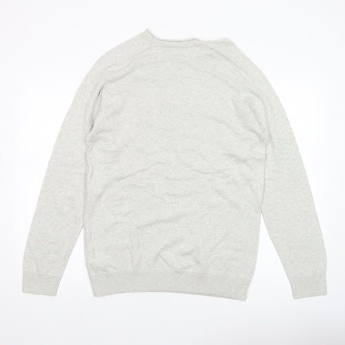 Primark Men's Grey Cotton Crew Neck Jumper Size M