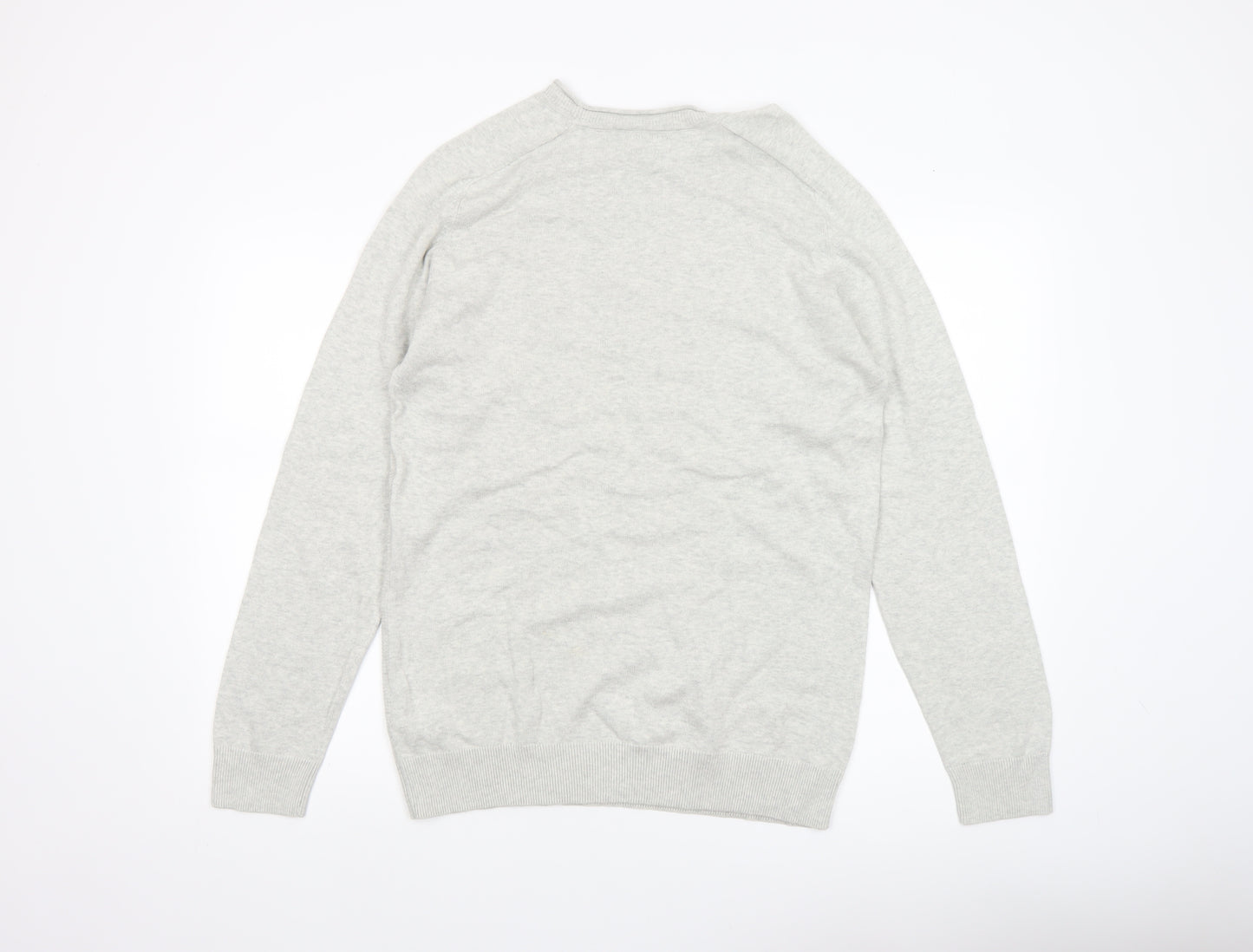 Primark Men's Grey Cotton Crew Neck Jumper Size M