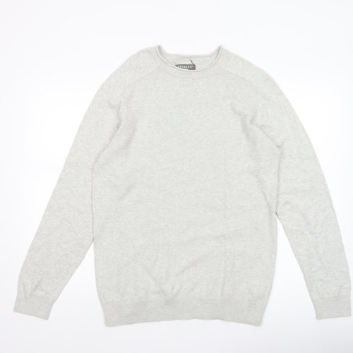 Primark Men's Grey Cotton Crew Neck Jumper Size M