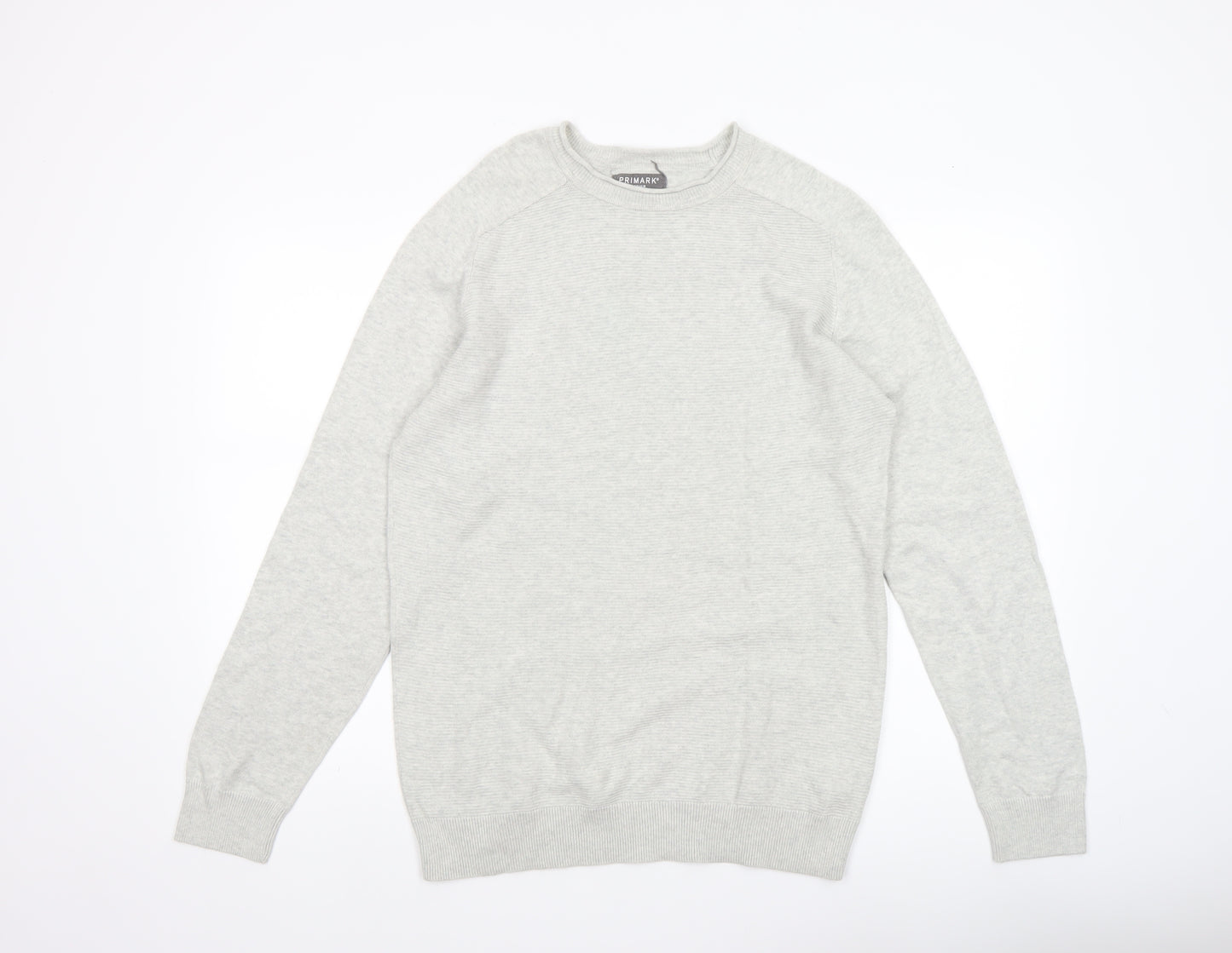 Primark Men's Grey Cotton Crew Neck Jumper Size M