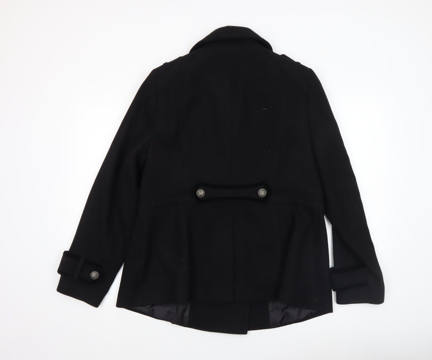 South Women Black Wool Blend Pea Coat Size 10 Classic Style
