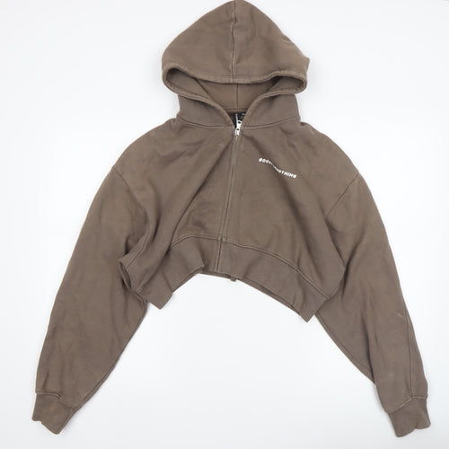 Good For Nothing Women's Brown Cropped Full Zip Hoodie Size S