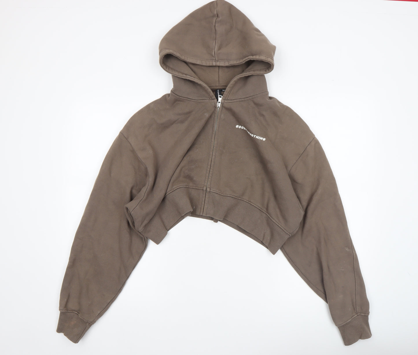 Good For Nothing Women's Brown Cropped Full Zip Hoodie Size S