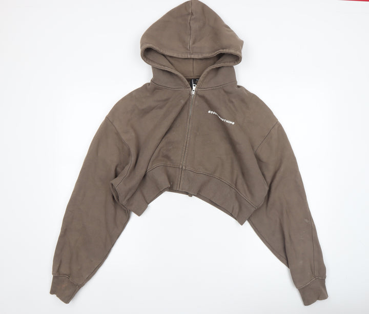 Good For Nothing Women's Brown Cropped Full Zip Hoodie Size S