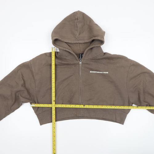 Good For Nothing Women's Brown Cropped Full Zip Hoodie Size S
