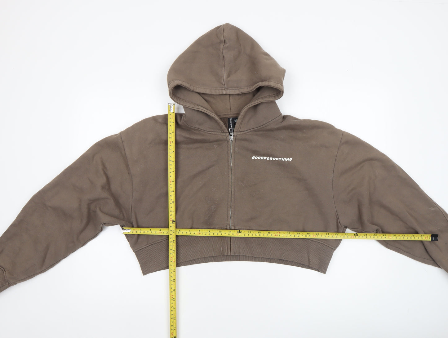 Good For Nothing Women's Brown Cropped Full Zip Hoodie Size S