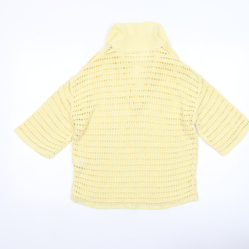 Next Women's Yellow Cotton Knit Cropped Polo Top XS