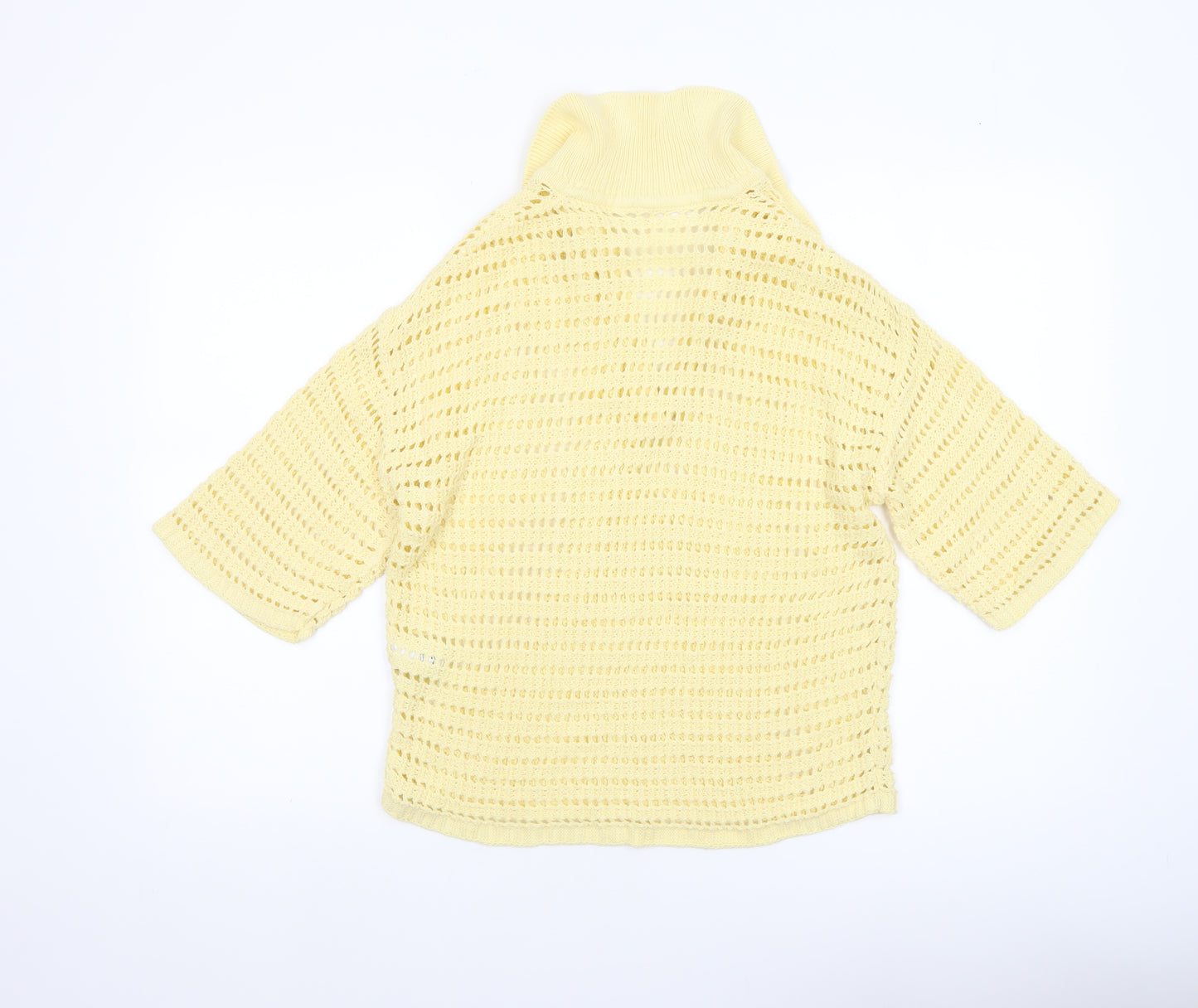 Next Women's Yellow Cotton Knit Cropped Polo Top XS