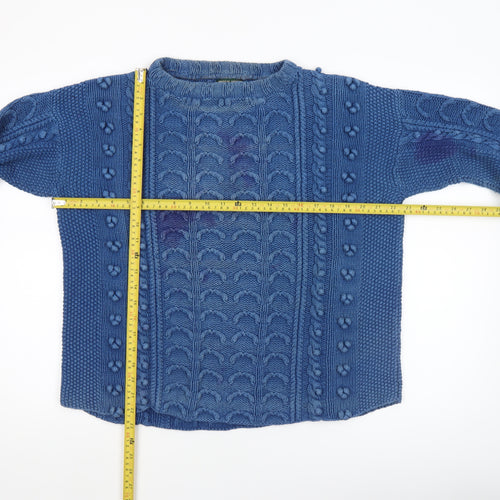 Hobbs Womens Blue Cable Knit Cotton Jumper Crew Neck M