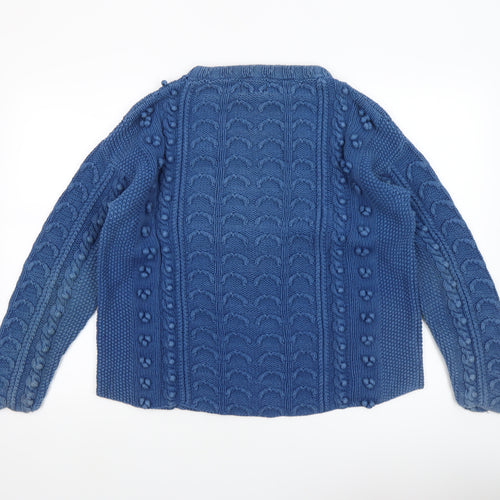 Hobbs Womens Blue Cable Knit Cotton Jumper Crew Neck M