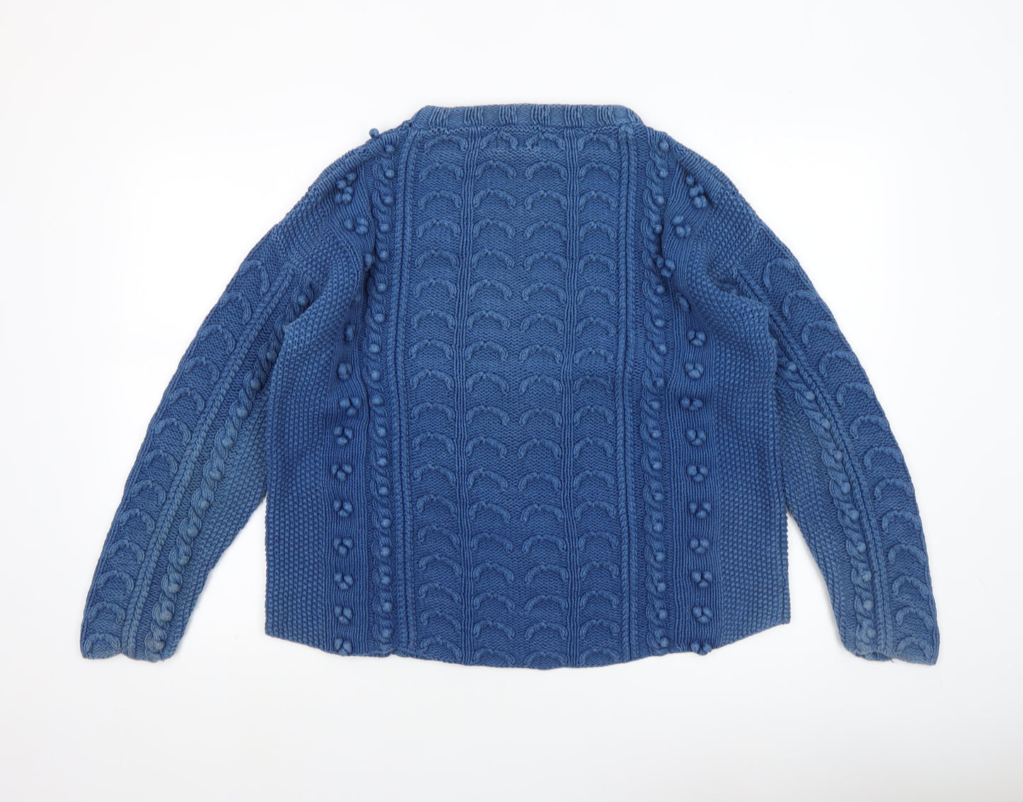 Hobbs Womens Blue Cable Knit Cotton Jumper Crew Neck M