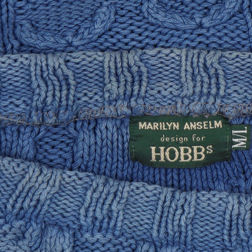 Hobbs Womens Blue Cable Knit Cotton Jumper Crew Neck M