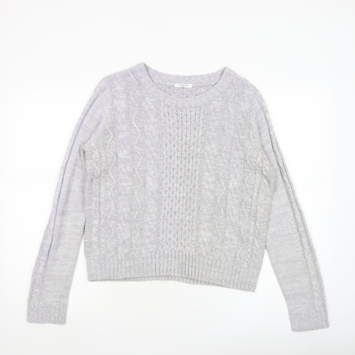 COLZA Women’s Grey Cable Knit Crew Neck Jumper Size M