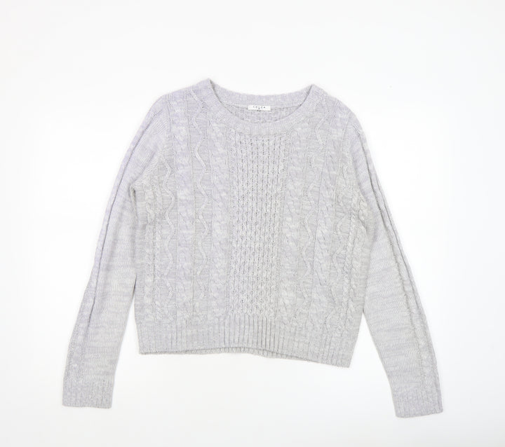 COLZA Women’s Grey Cable Knit Crew Neck Jumper Size M