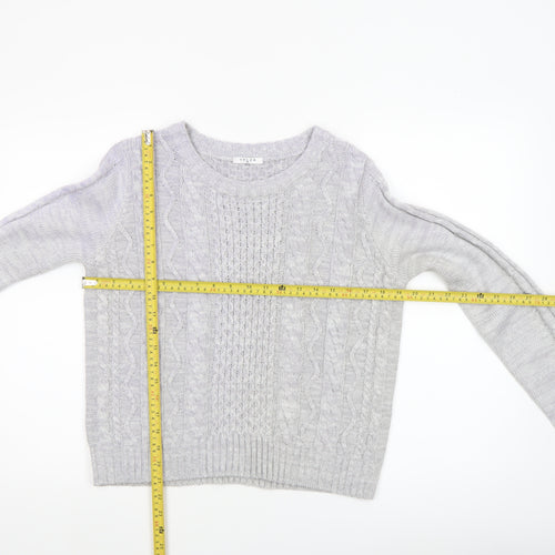 COLZA Women’s Grey Cable Knit Crew Neck Jumper Size M