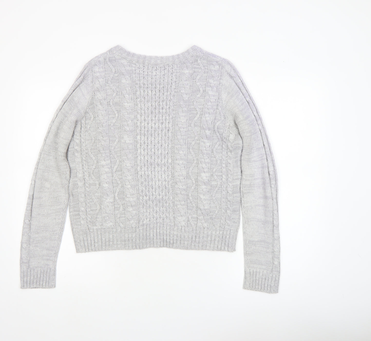 COLZA Women’s Grey Cable Knit Crew Neck Jumper Size M