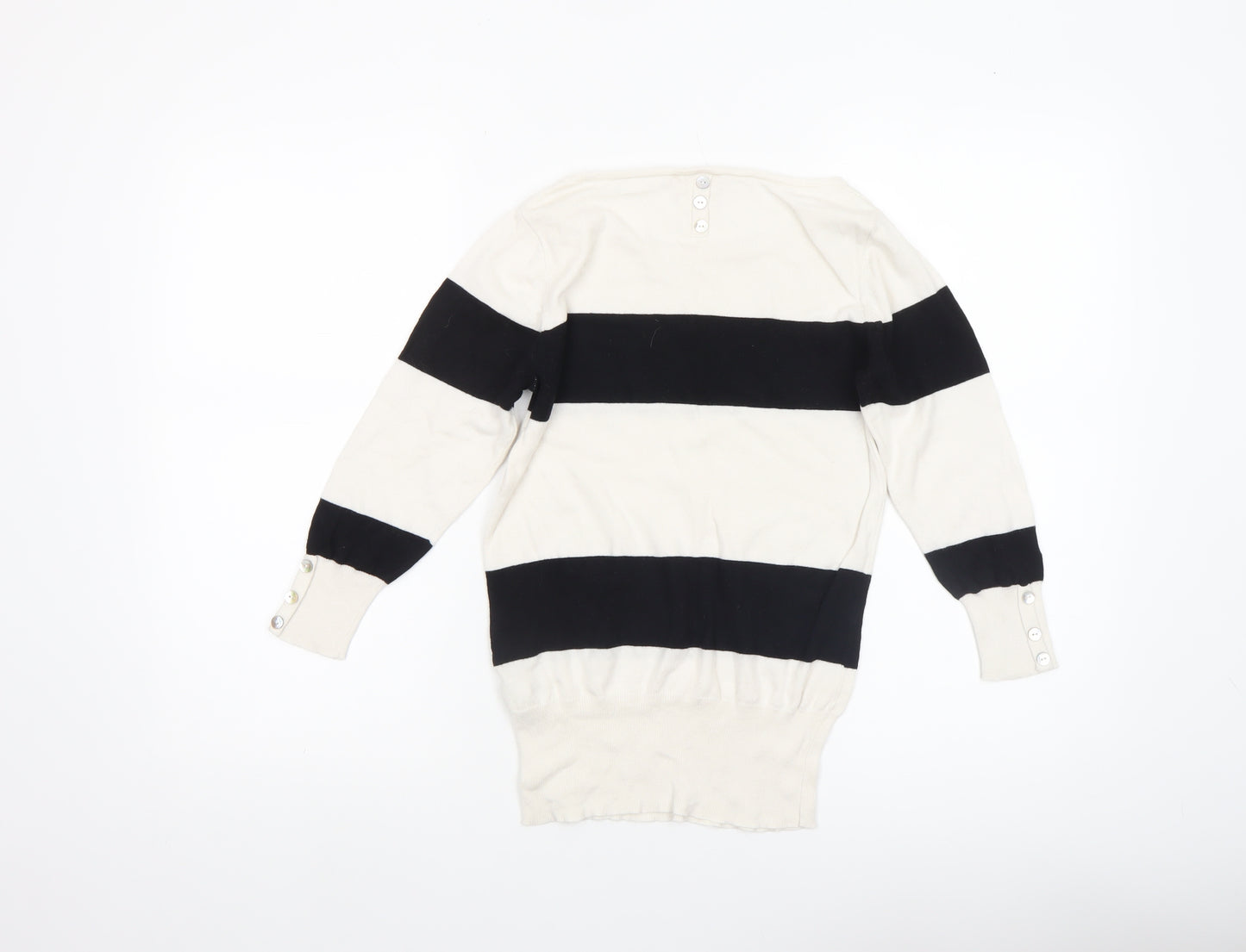 Next Women’s Petite Black White Striped Boat Neck Jumper UK 8