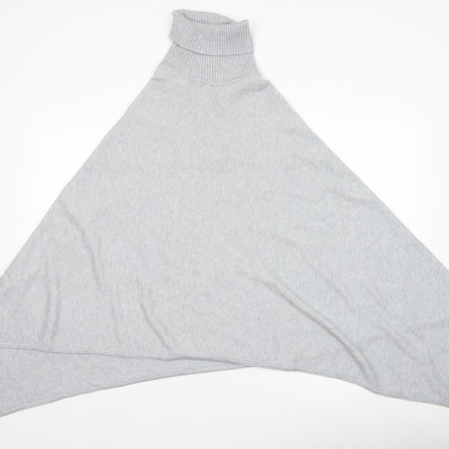 Vila Womens Grey Roll Neck Knit Cape Poncho One Size