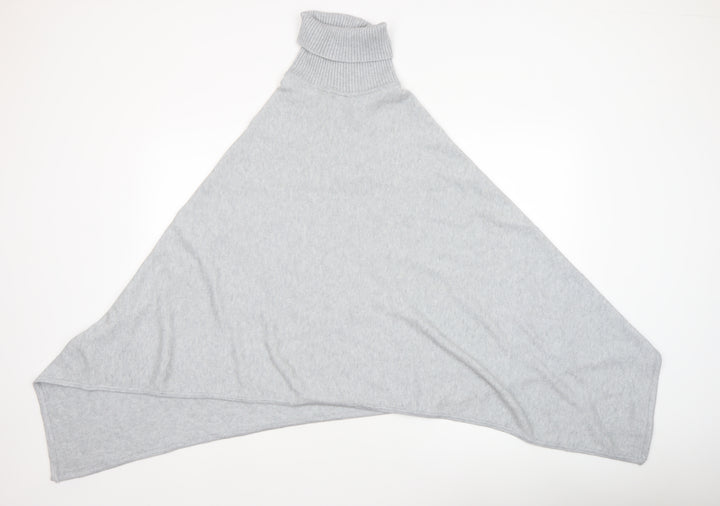 Vila Womens Grey Roll Neck Knit Cape Poncho One Size