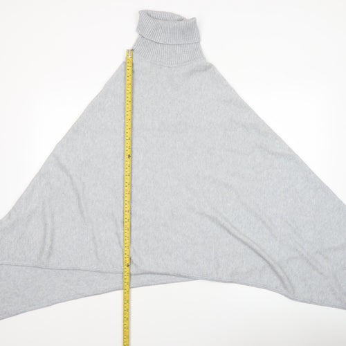 Vila Womens Grey Roll Neck Knit Cape Poncho One Size