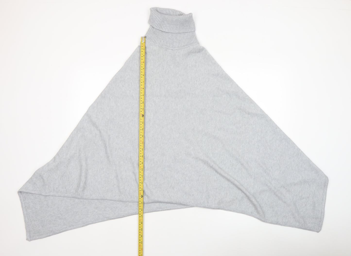 Vila Womens Grey Roll Neck Knit Cape Poncho One Size