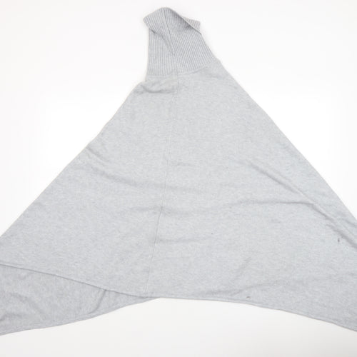Vila Womens Grey Roll Neck Knit Cape Poncho One Size