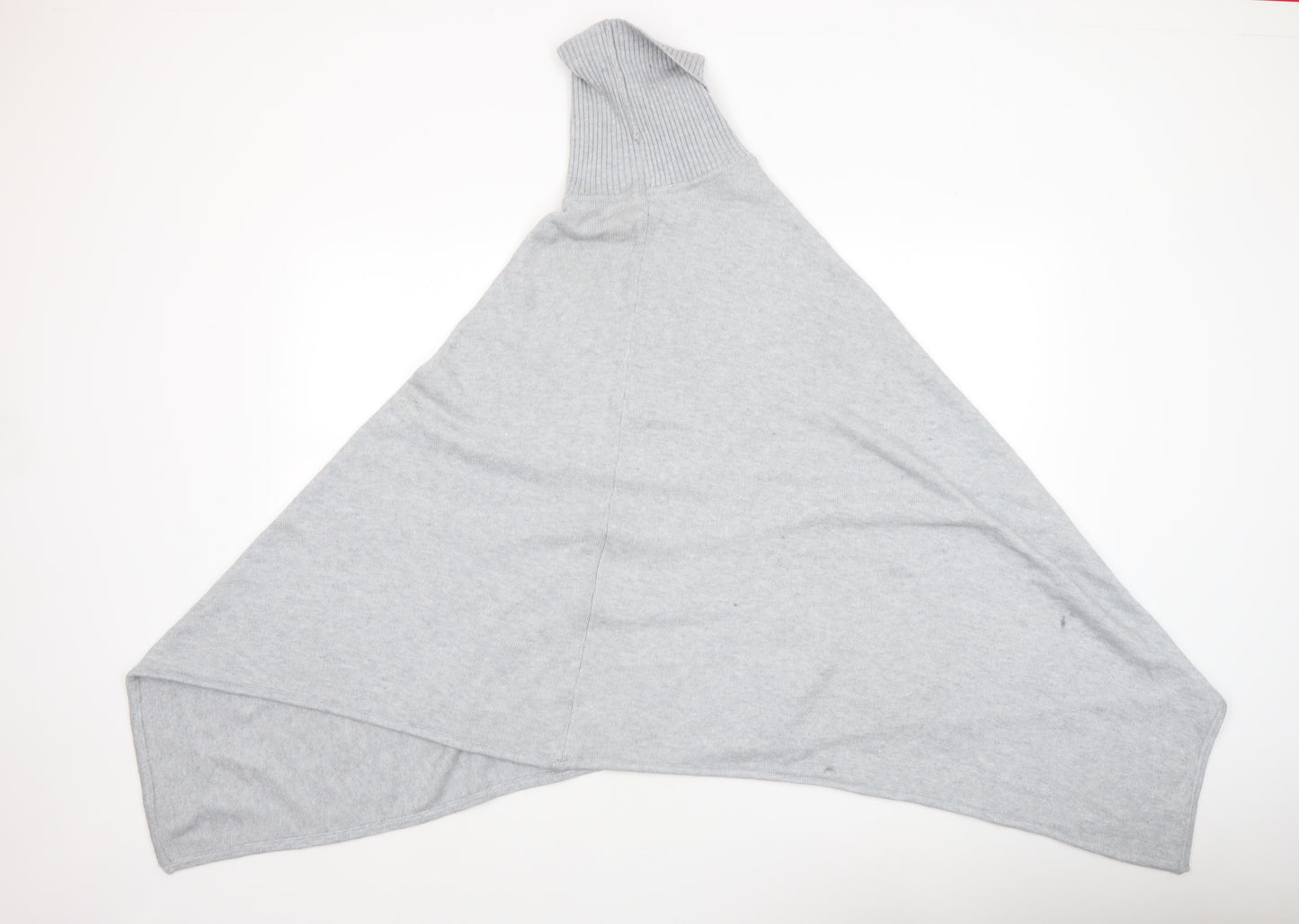 Vila Womens Grey Roll Neck Knit Cape Poncho One Size