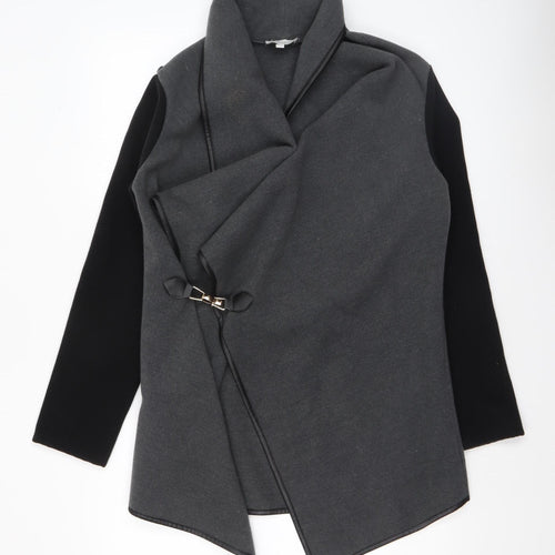 Apricot Womens Grey Coatigan S Open Buckle Front Long Sleeve