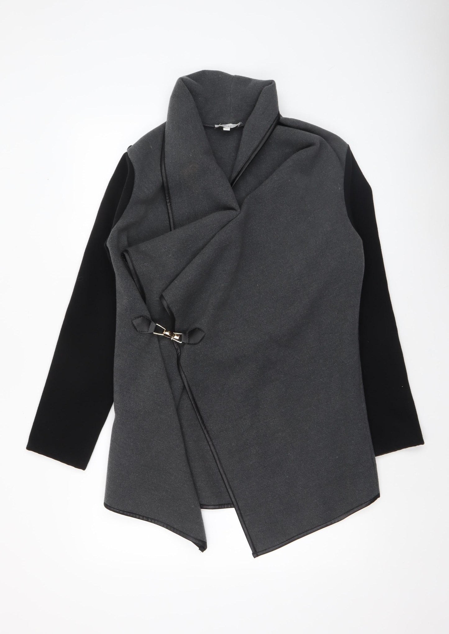 Apricot Womens Grey Coatigan S Open Buckle Front Long Sleeve