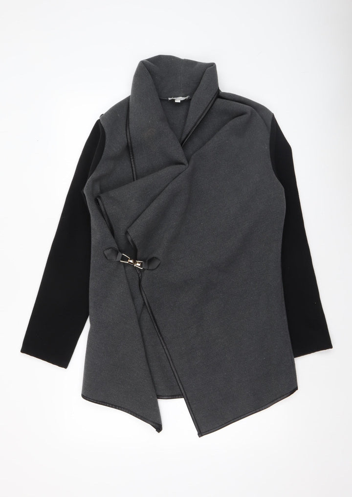 Apricot Womens Grey Coatigan S Open Buckle Front Long Sleeve