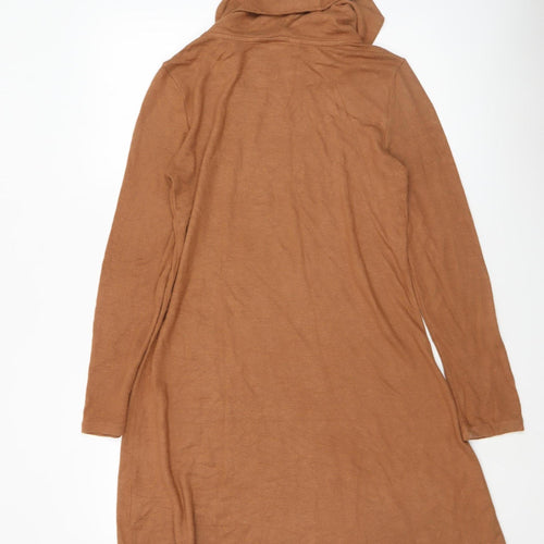 Market & Spruce Women Brown Knit Roll Neck Long Sleeve Shift Dress M