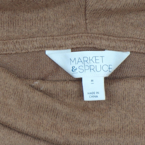 Market & Spruce Women Brown Knit Roll Neck Long Sleeve Shift Dress M