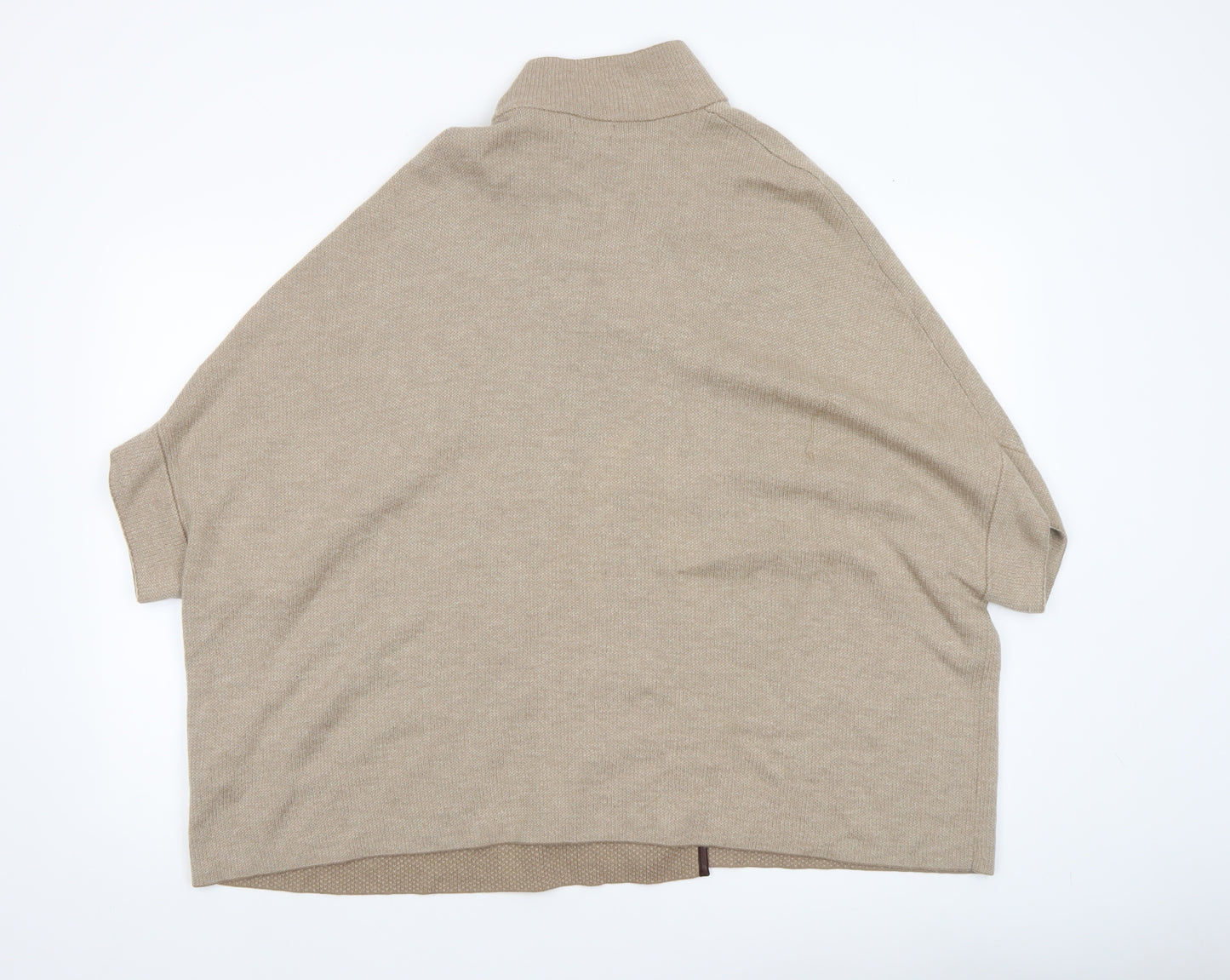 Massimo Dutti Women Beige Wool Cape Jumper XS High Neck