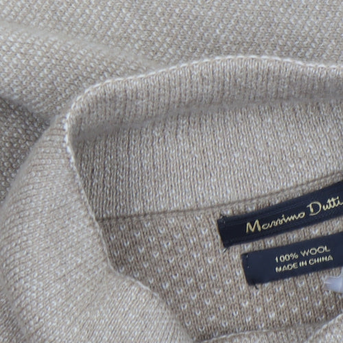 Massimo Dutti Women Beige Wool Cape Jumper XS High Neck