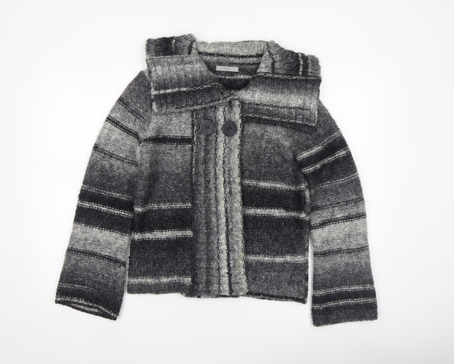 Marks and Spencer Womens Grey Striped Chunky Knit Cardigan UK 14