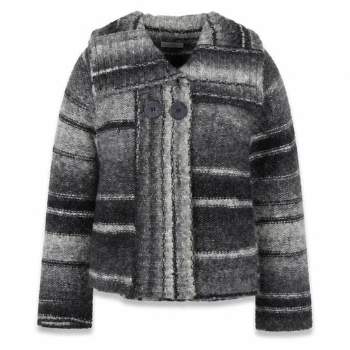 Marks and Spencer Womens Grey Striped Chunky Knit Cardigan UK 14