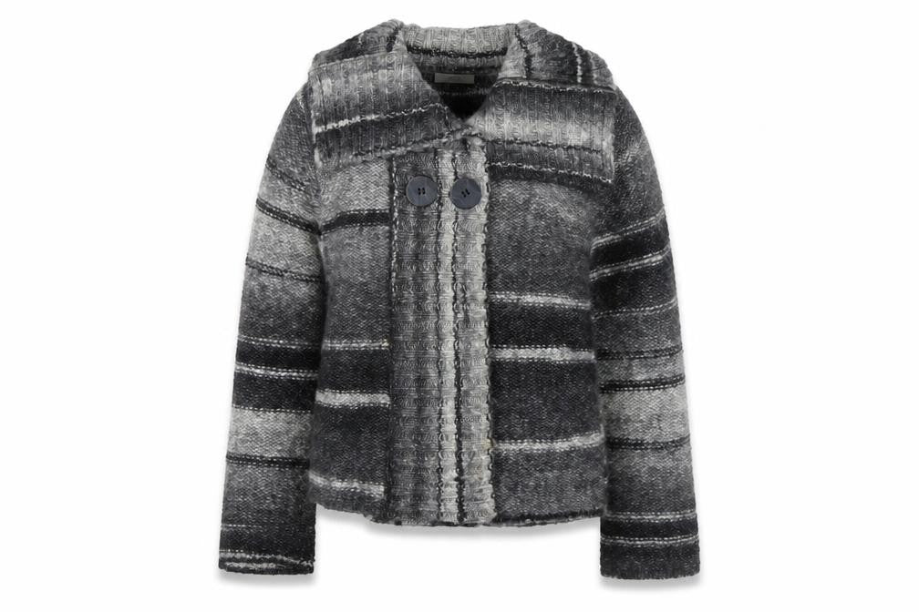 Marks and Spencer Womens Grey Striped Chunky Knit Cardigan UK 14