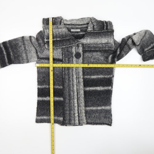 Marks and Spencer Womens Grey Striped Chunky Knit Cardigan UK 14